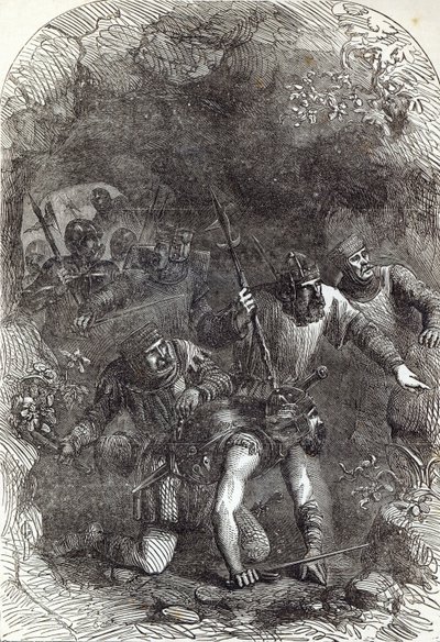 蒙塔库特勋爵在地下通道中的部队，插图来自“卡塞尔的英国插图史” 作者 英语学校
