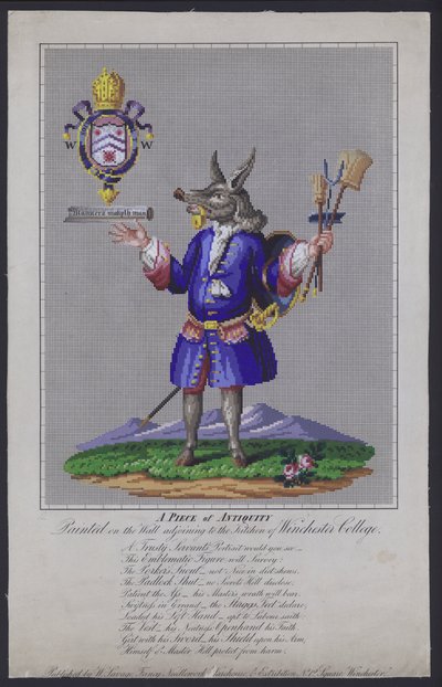 The Trusty Servant，画在墙壁上，毗邻汉普郡温彻斯特学院的厨房，由英国诗人约翰霍斯金斯于1579年 作者 英语学校