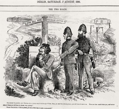 两条路，插图，酒吧。 1886年8月7日 作者 英语学校