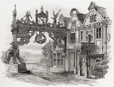 The White Hart Inn，17世纪的Scole，Norfolk，来自JR Green的“英国人的短暂历史”，1893年出版 作者 英语学校