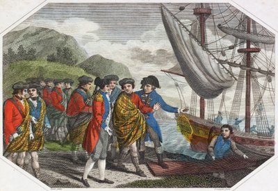 年轻的伪装者在卡洛登战败后启程前往法国（彩色版画） 作者 英语学校