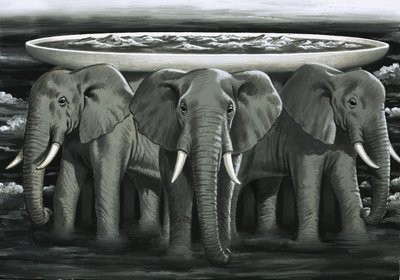 古代亚洲传说，地球的形状像一个碟子，放在大象的背上 作者 英语学校