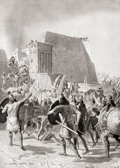 公元前671年，亚述国王埃萨尔哈顿攻占埃及孟菲斯，摘自哈钦森《各国历史》，1915年出版。 作者 英语学校