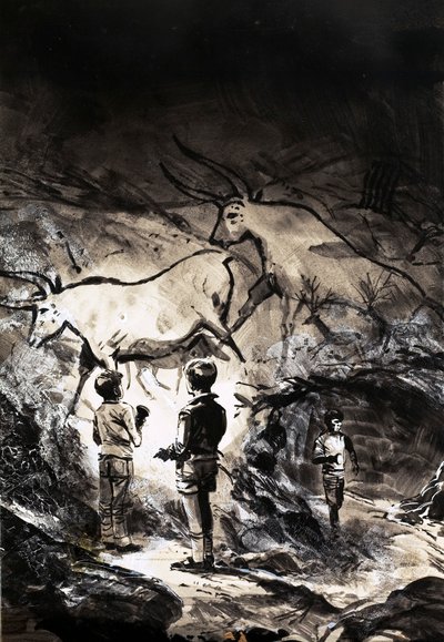 Lascaux洞穴壁画在Montignac附近的在法国 作者 英语学校