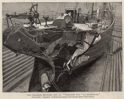 SS Toreador和La Bourgogne之间的碰撞;在利物浦码头的斗牛士的看法 作者 英语学校
