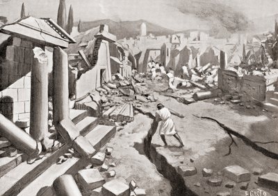 古希腊斯巴达的地震，公元前464年，摘自哈钦森的《各国历史》，1915年出版。 作者 英语学校