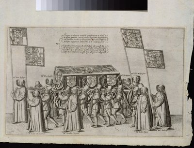 菲利普·西德尼爵士（1554-1586）前往圣保罗大教堂（1587年）的葬礼，由Theodor de Bry（1528-1598）雕刻 作者 英语学校