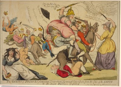 法国的天才从地球上消灭专制，暴政和压迫，或皇家战士失败，1792年（手工蚀刻） 作者 英语学校
