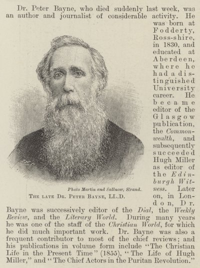 已故的 Peter Bayne 博士，LLD（雕刻） 作者 英语学校