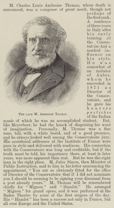 已故的 M Ambroise Thomas (雕刻) 作者 英语学校