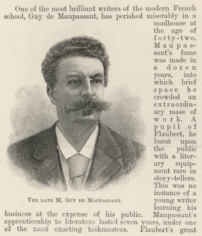 已故的 M Guy de Maupassant (雕刻) 作者 英语学校