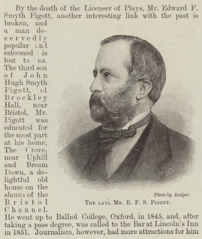 已故的 E F S Pigott 先生（版画） 作者 英语学校