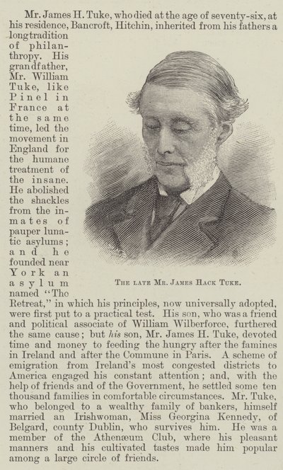 已故的 James Hack Tuke 先生（版画） 作者 英语学校