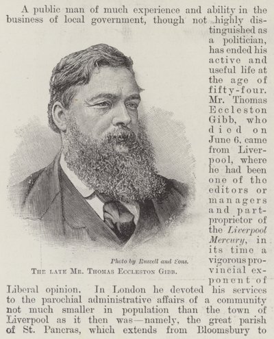 已故的 Thomas Eccleston Gibb 先生（版画） 作者 英语学校