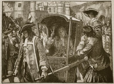 爱丁堡人护送汉密尔顿公爵到荷里路德宫，插图来自卡塞尔斯画报英国历史（棕褐色照片） 作者 英语学校