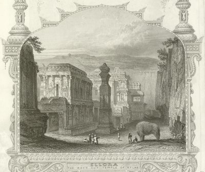 岩石削减了Kailah寺庙，Ellora，印度 作者 英语学校