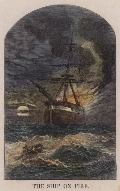 The ship on fire (coloured engraving) 作者 英语学校