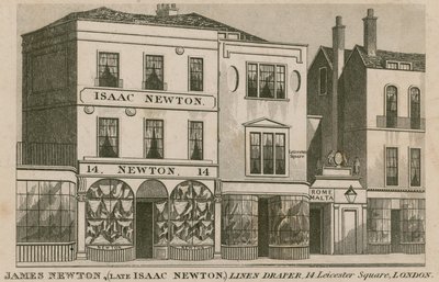 Isaac Newton的商店前面，伦敦莱斯特广场14号亚麻布 作者 英语学校