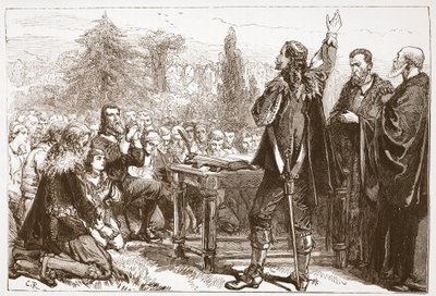 爱丁堡Greyfriars墓地的国民盟约的宣誓和订阅，James Aitken Wylie（1808-1890），酒吧的新教历史插图。 1878年 作者 英语学校
