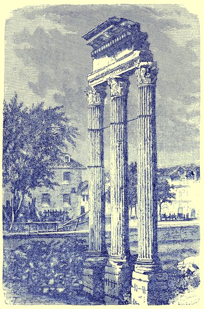蓖麻寺的三列，来自Victor Duruy的罗马历史插图，1884年出版（数字增强图像） 作者 英语学校