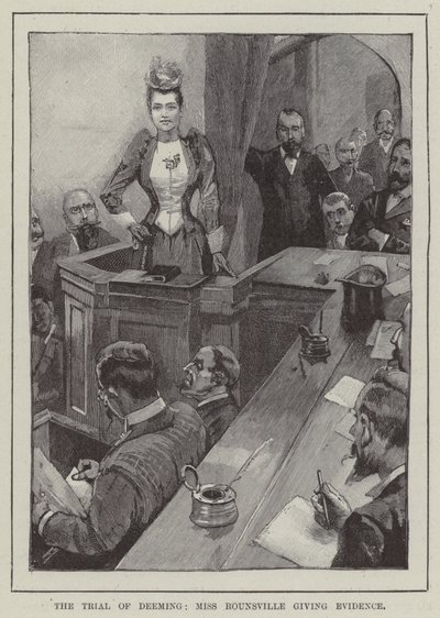 The trial of Deeming, Miss Rounsville giving evidence (engraving) 作者 英语学校