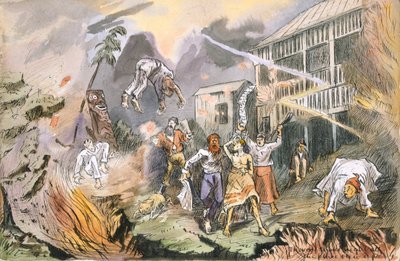整个地方爆炸的同一天晚上，第1880页（笔和墨水在纸上） 作者 英语学校