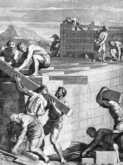 高卢人城镇的城墙由石头和梁的替代路线建造，由Cornelis Huyberts雕刻，插图由Caesars评论由William Duncan翻译成英文， 作者 英语学校