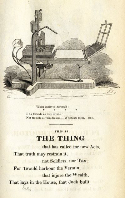 这是Thing，来自The Political House的插图，由William Hone建造，由1819年出版 作者 英语学校