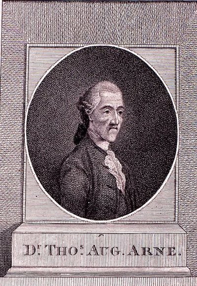 托马斯-奥古斯丁-阿尔内（1710-78）（雕刻）。 作者 英语学校