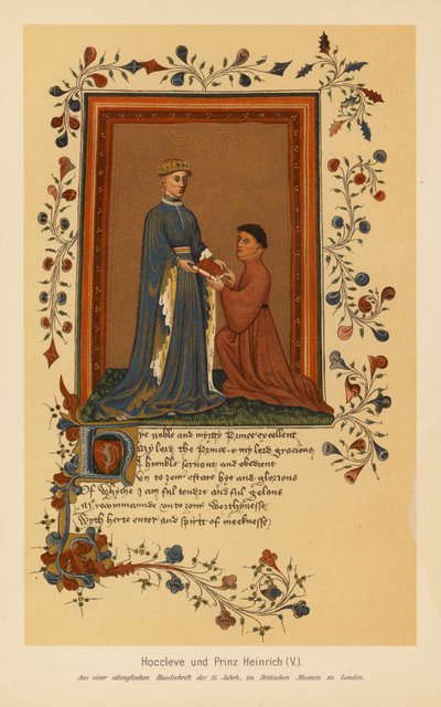 托马斯-霍克利夫和亨利五世（彩色石版画） 作者 英语学校