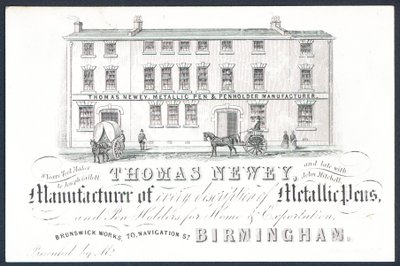 金属笔制造商Thomas Newey，贸易卡 作者 英语学校