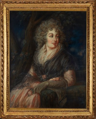 身着十八世纪服饰的女士的四分之三长度肖像（粉彩画） 作者 英语学校