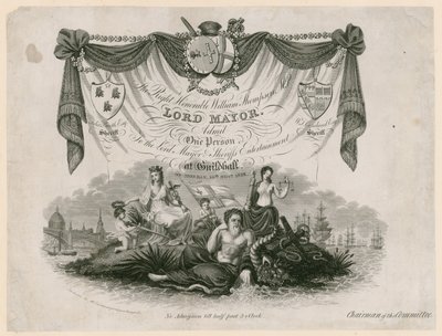 1828年11月10日进入Lord Mayors Entertainment的门票 作者 英语学校