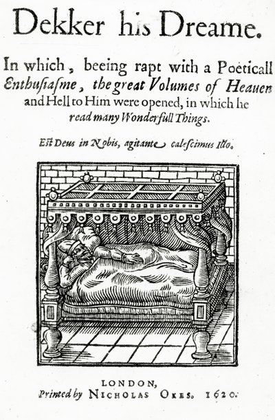 1620年出版的托克德克的Dekker他的梦想的标题页 作者 英语学校