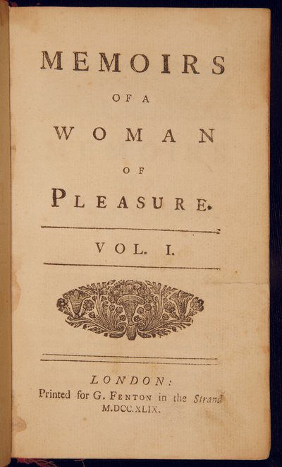 约翰·克莱兰德（John Cleland）的“女人的回忆录”的标题页 作者 英语学校