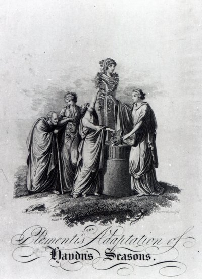 Muzio Clementis改编为Joseph Haydns清唱剧季节钢琴的标题页 作者 英语学校