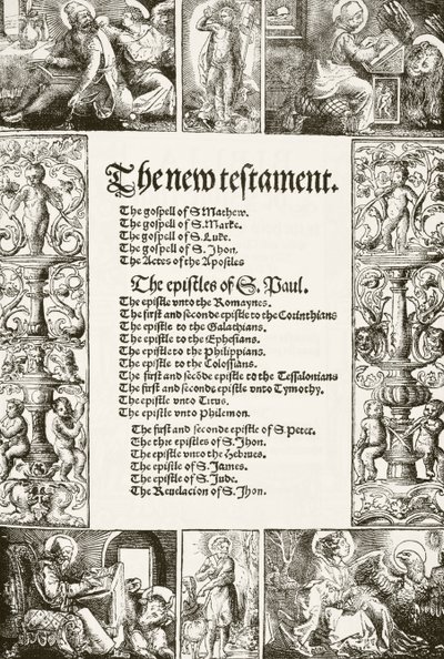 William Tyndales新约圣经的标题页，由英国国家和国内历史记录于1530年代由William Hickman Smith Aubrey（1858-1916）出版，伦敦，1890年出版 作者 英语学校