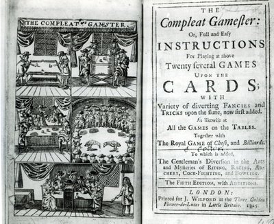 第五版The Compleat Gamester的标题页，归功于Charles Cotton（1630-87），酒吧。 1725 作者 英语学校