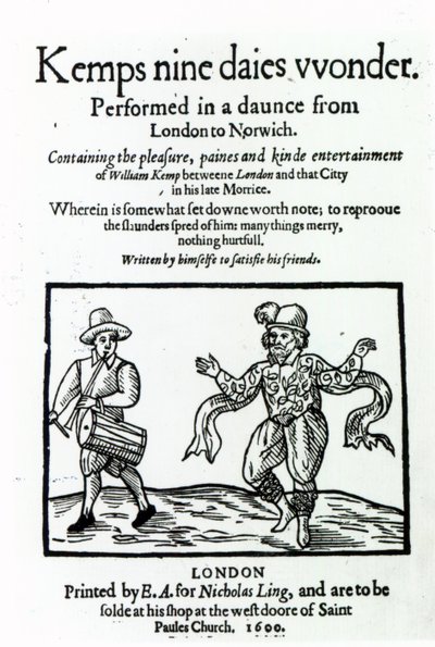 William Kemps Nine Days Wonder的标题页，发表于1600年 作者 英语学校