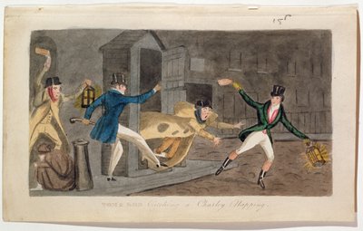 汤姆和鲍勃捕捉查理午睡，1821年（aquatint） 作者 英语学校