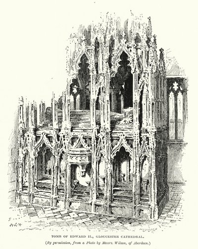 爱德华二世国王之墓，格洛斯特大教堂（雕刻） 作者 英语学校