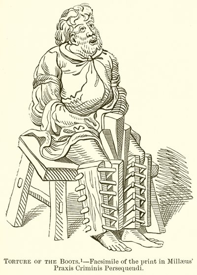 靴子的酷刑.-- Millaeus Praxis Criminis Persequendi的印刷品传真 作者 英语学校