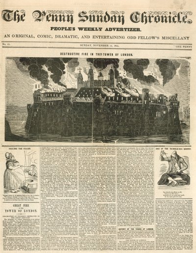 伦敦塔火，1841年 作者 英语学校