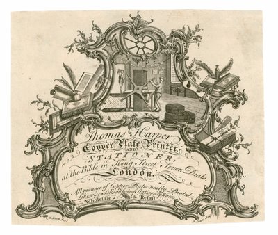 Thomas Harper，铜版印刷机和文具商的交易卡 作者 英语学校