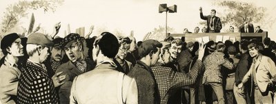 工会会员在露天会议上 作者 英语学校