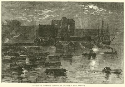 1871年布列斯特港的共产主义囚犯在浮桥上的运输 作者 英语学校