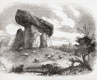英格兰康沃尔的巨石墓 Trethevy Quoit，摘自《古老的英格兰》：图画博物馆》，1847 年出版。1847 作者 英语学校