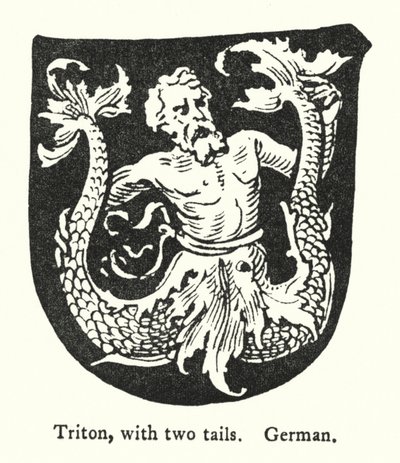 Triton, with two tails, German (engraving) 作者 英语学校