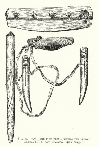 阿拉斯加州库斯科奎姆地区的双手消防演习（石版画） 作者 英语学校