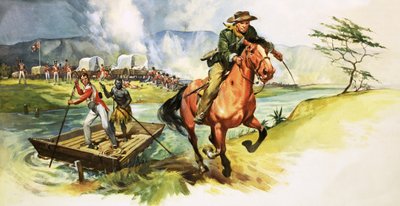 身份不明的牛仔骑马离开河流，英国士兵在对岸遭到攻击 作者 英语学校